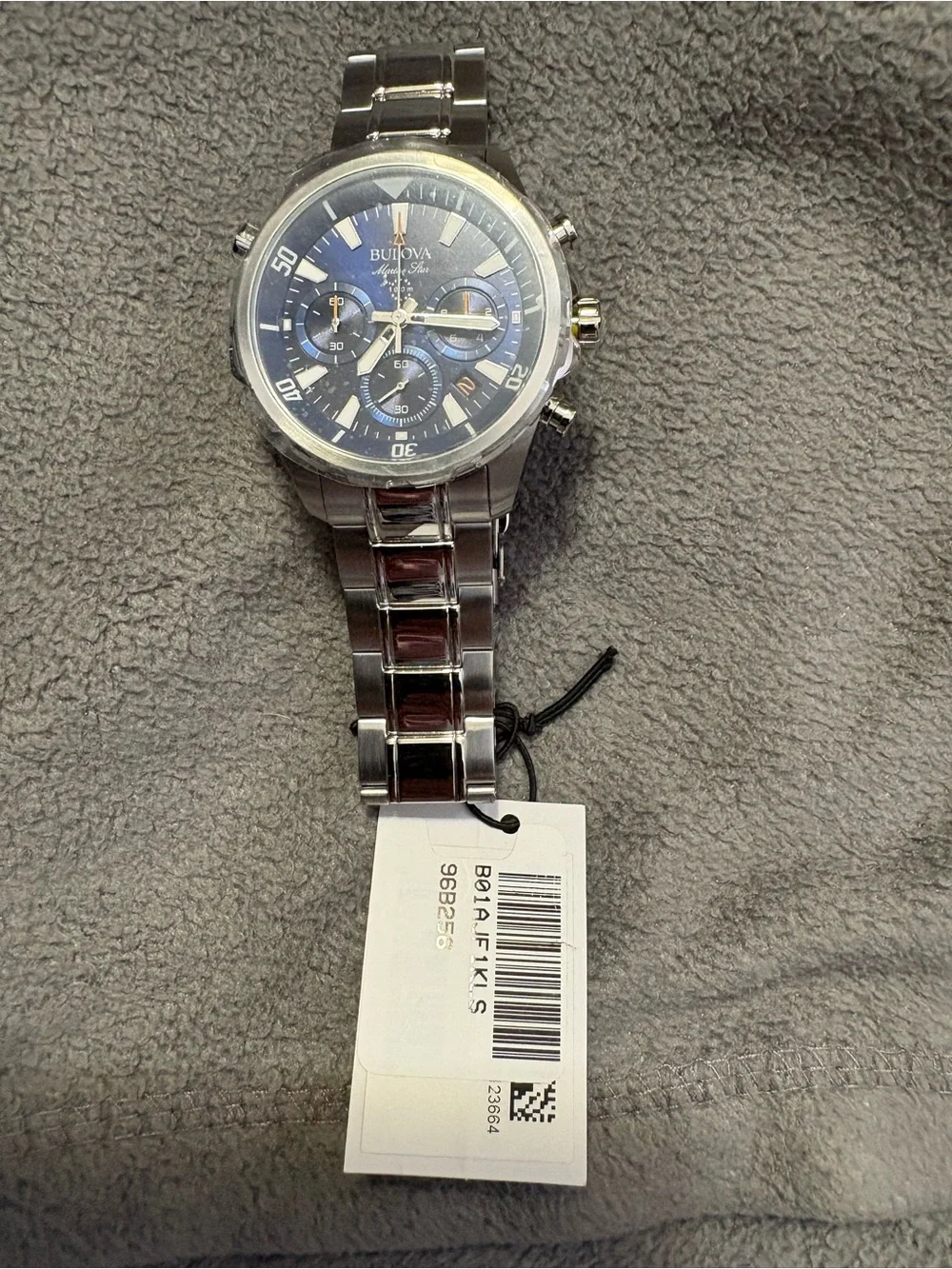 Men's Bulova Marine Star Series Steel 6-Hand Chronograph Quartz Watch Blue Dial